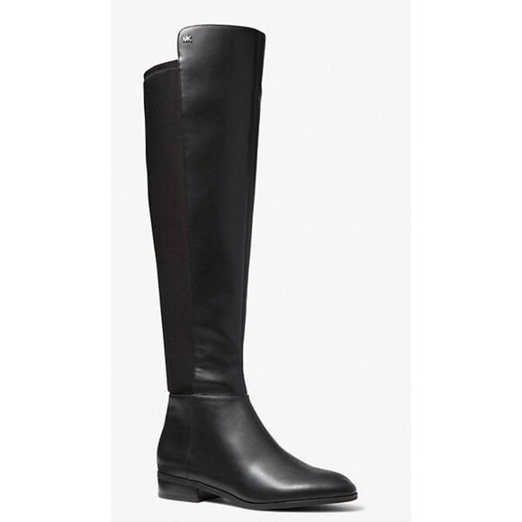Michael Kors Bromley Over The Knee Genuine Leather Solid Black Boots 7 - Picture 1 of 5